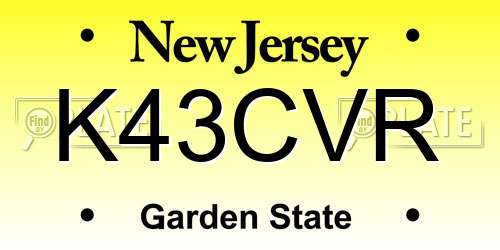 K43CVR New Jersey License Plate