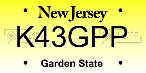 K43GPP New Jersey License Plate