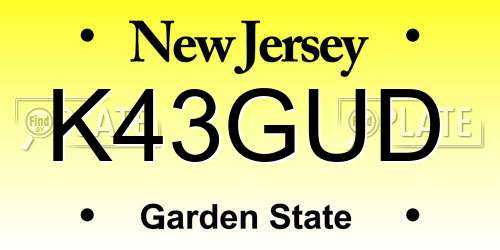K43GUD New Jersey License Plate