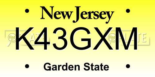 K43GXM New Jersey License Plate