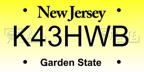 K43HWB New Jersey License Plate