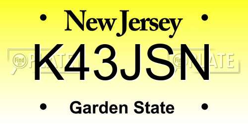 K43JSN New Jersey License Plate