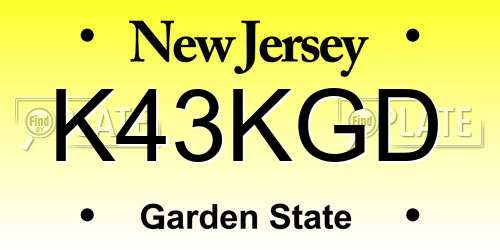 K43KGD New Jersey License Plate