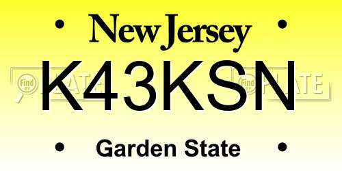 K43KSN New Jersey License Plate