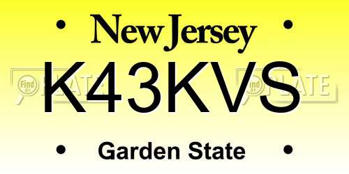 K43KVS New Jersey License Plate
