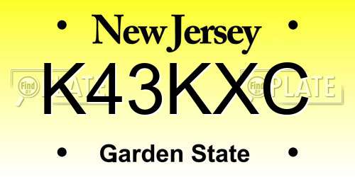 K43KXC New Jersey License Plate