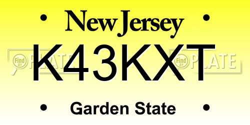K43KXT New Jersey License Plate