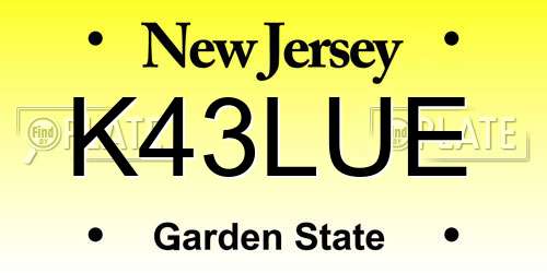 K43LUE New Jersey License Plate