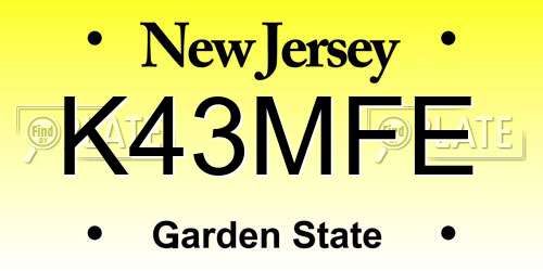 K43MFE New Jersey License Plate