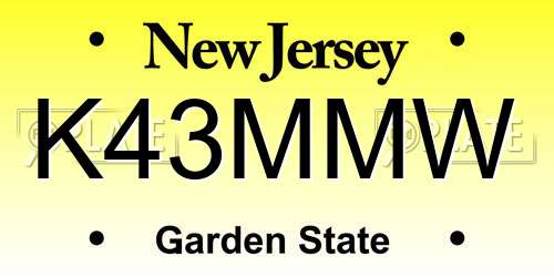 K43MMW New Jersey License Plate