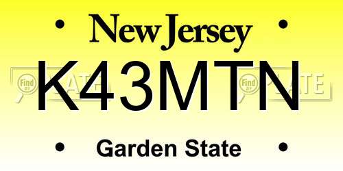 K43MTN New Jersey License Plate