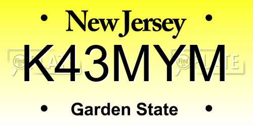 K43MYM New Jersey License Plate