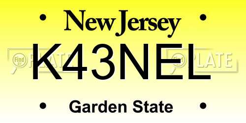 K43NEL New Jersey License Plate