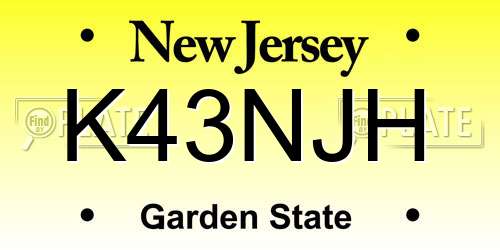 K43NJH New Jersey License Plate