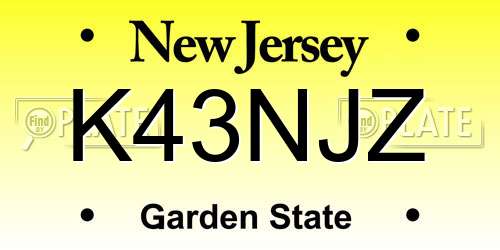 K43NJZ New Jersey License Plate