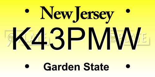 K43PMW New Jersey License Plate