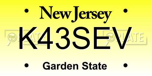 K43SEV New Jersey License Plate