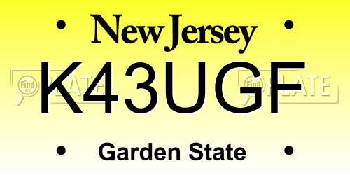 K43UGF New Jersey License Plate