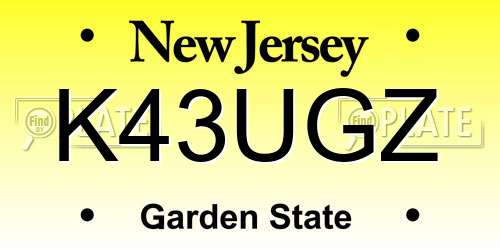 K43UGZ New Jersey License Plate