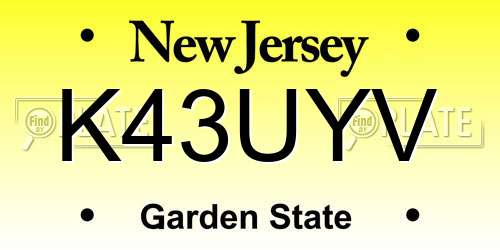 K43UYV New Jersey License Plate