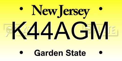 K44AGM New Jersey License Plate