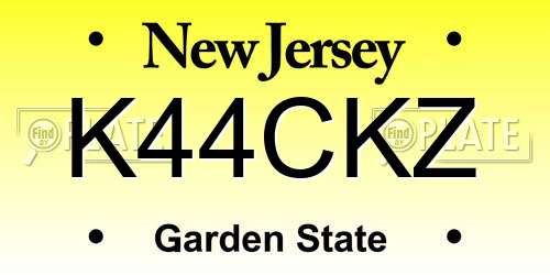 K44CKZ New Jersey License Plate