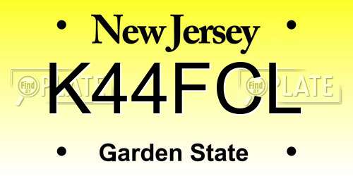 K44FCL New Jersey License Plate