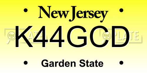 K44GCD New Jersey License Plate