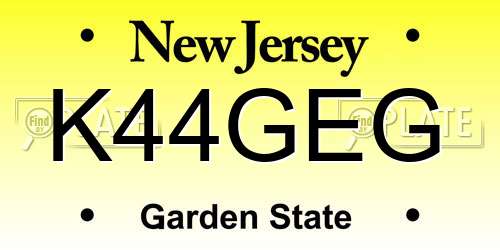 K44GEG New Jersey License Plate