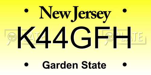 K44GFH New Jersey License Plate
