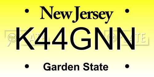 K44GNN New Jersey License Plate