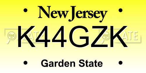 K44GZK New Jersey License Plate