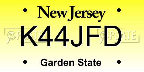 K44JFD New Jersey License Plate