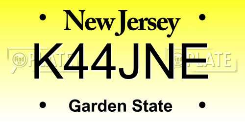 K44JNE New Jersey License Plate