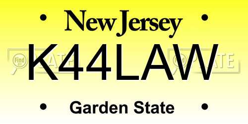 K44LAW New Jersey License Plate