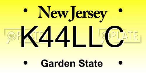K44LLC New Jersey License Plate