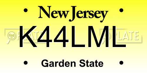 K44LML New Jersey License Plate