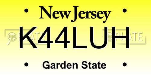 K44LUH New Jersey License Plate