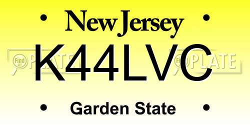 K44LVC New Jersey License Plate
