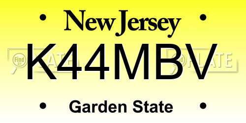 K44MBV New Jersey License Plate