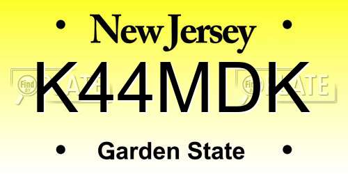 K44MDK New Jersey License Plate