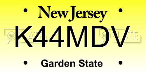 K44MDV New Jersey License Plate