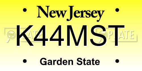 K44MST New Jersey License Plate