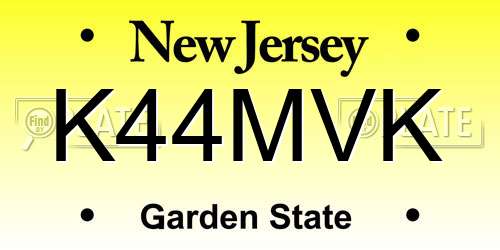 K44MVK New Jersey License Plate