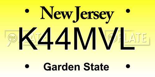 K44MVL New Jersey License Plate