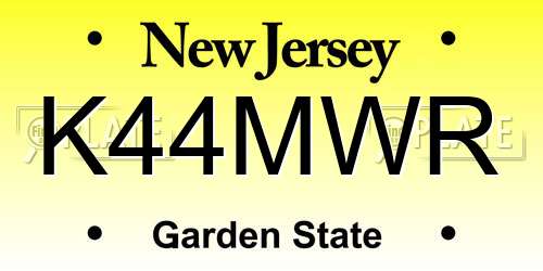 K44MWR New Jersey License Plate