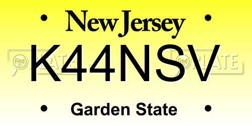 K44NSV New Jersey License Plate
