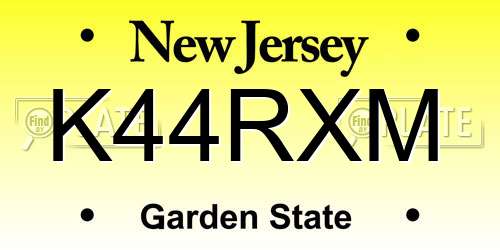 K44RXM New Jersey License Plate