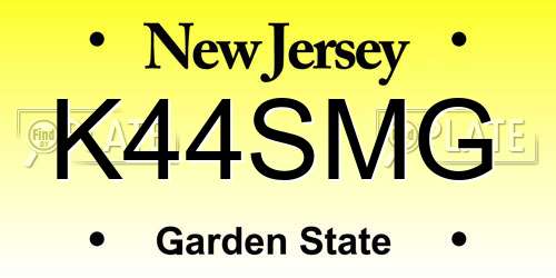 K44SMG New Jersey License Plate