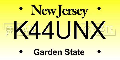 K44UNX New Jersey License Plate